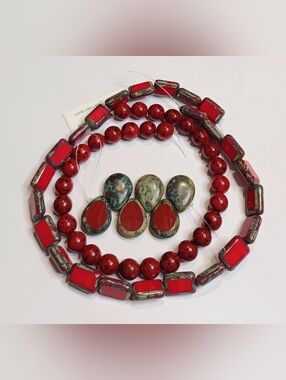 Czech glass beads rectangle polished drops jewelry making